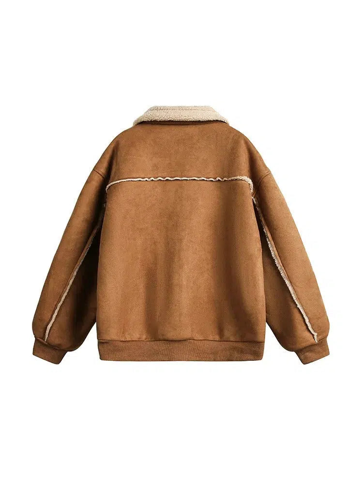 Fleece Collar Brown Jacket