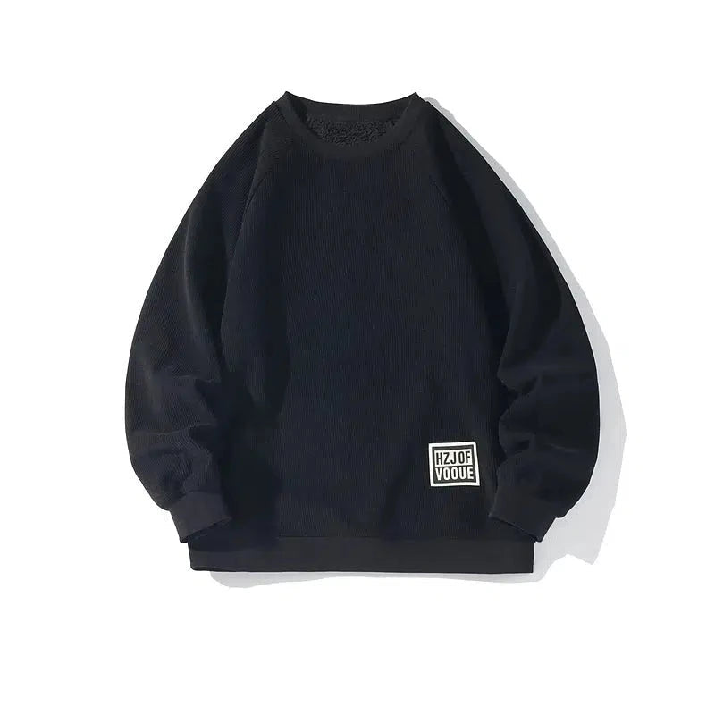 Fleece Corduroy Velvet Crew Neck Sweatshirt