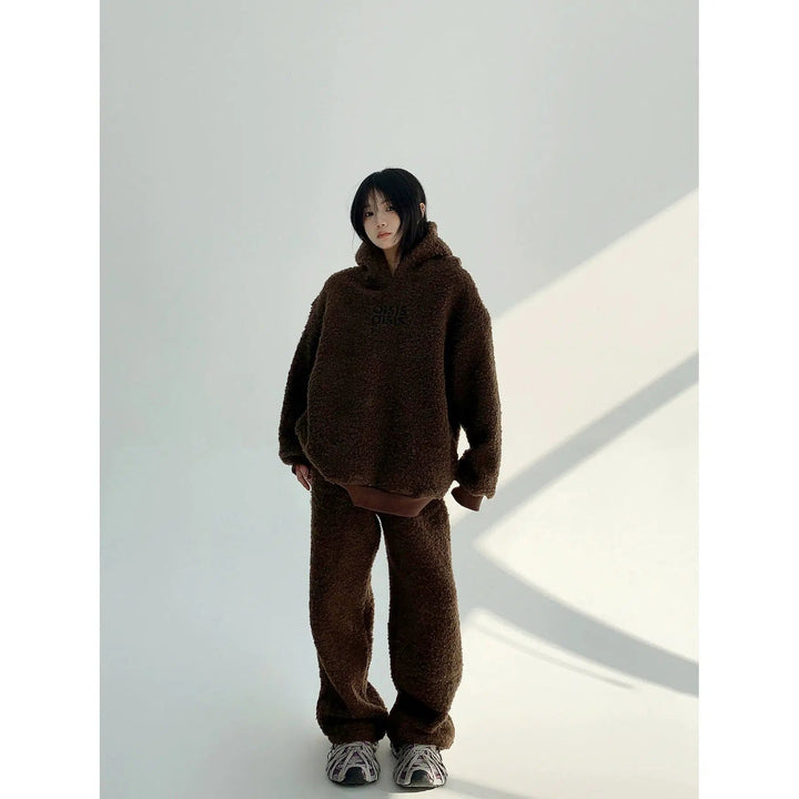 Fleece Hoodie Drawstring Pants Set