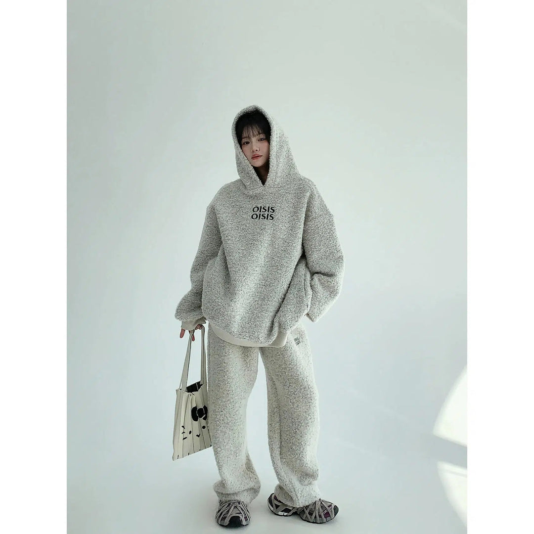 Fleece Hoodie Drawstring Pants Set