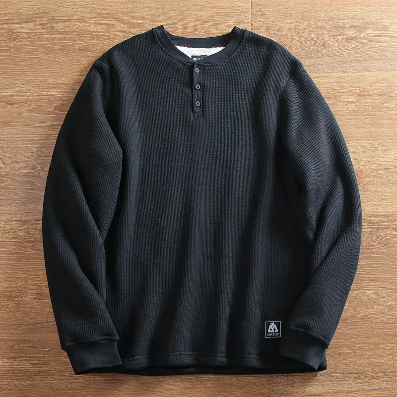 Fleece Velvet Henley Sweatshirt