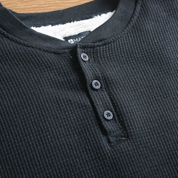 Fleece Velvet Henley Sweatshirt