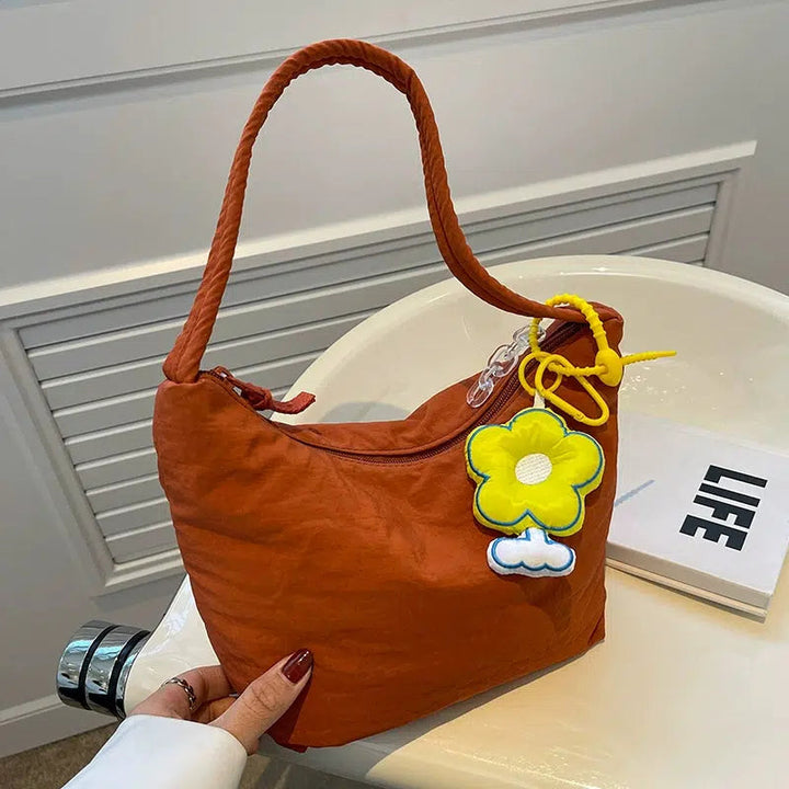 Floral Charm Keychain Casual Shoulder Bag