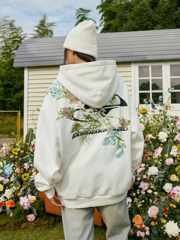 Floral Embroidered Logo Hoodie