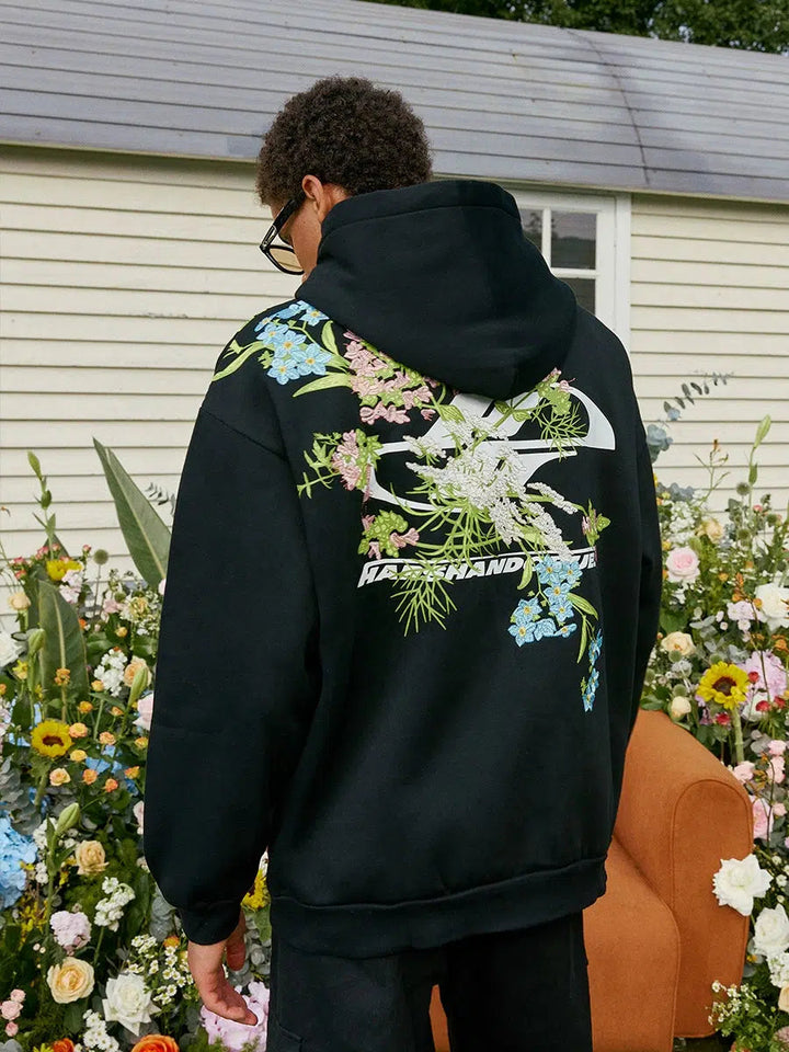 Floral Embroidered Logo Hoodie