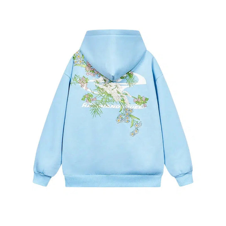 Floral Embroidered Logo Hoodie