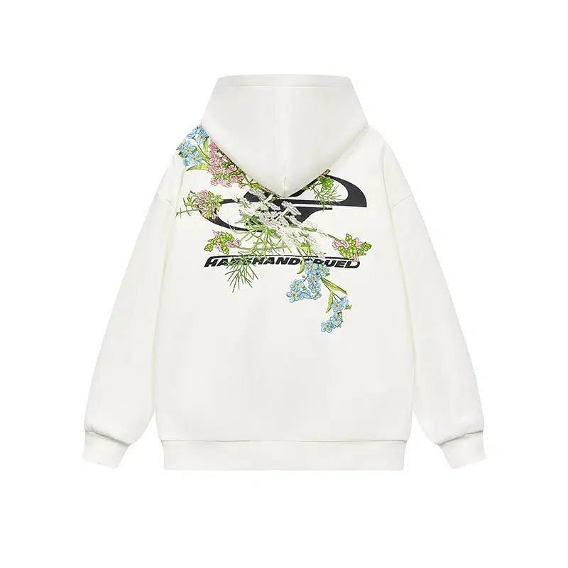 Floral Embroidered Logo Hoodie