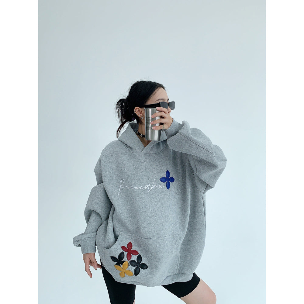 Floral Embroidered Oversized Hoodie