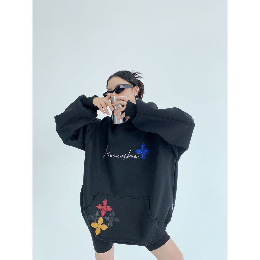 Floral Embroidered Oversized Hoodie