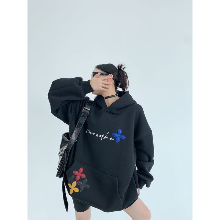 Floral Embroidered Oversized Hoodie