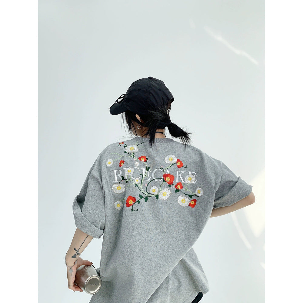 Floral Embroidered Oversized T-Shirt