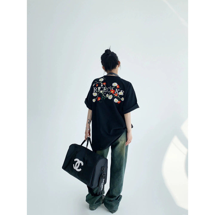 Floral Embroidered Oversized T-Shirt