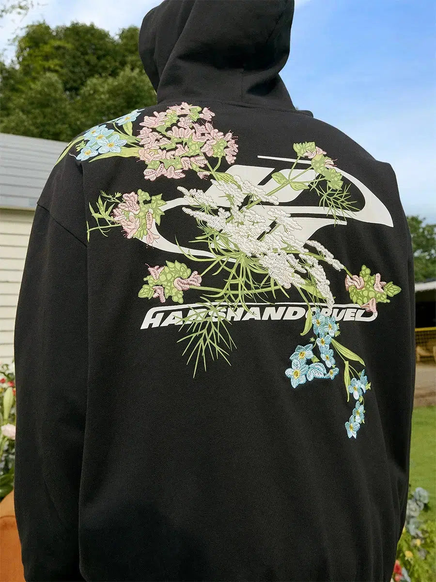 Floral Embroidery Hooded Jacket