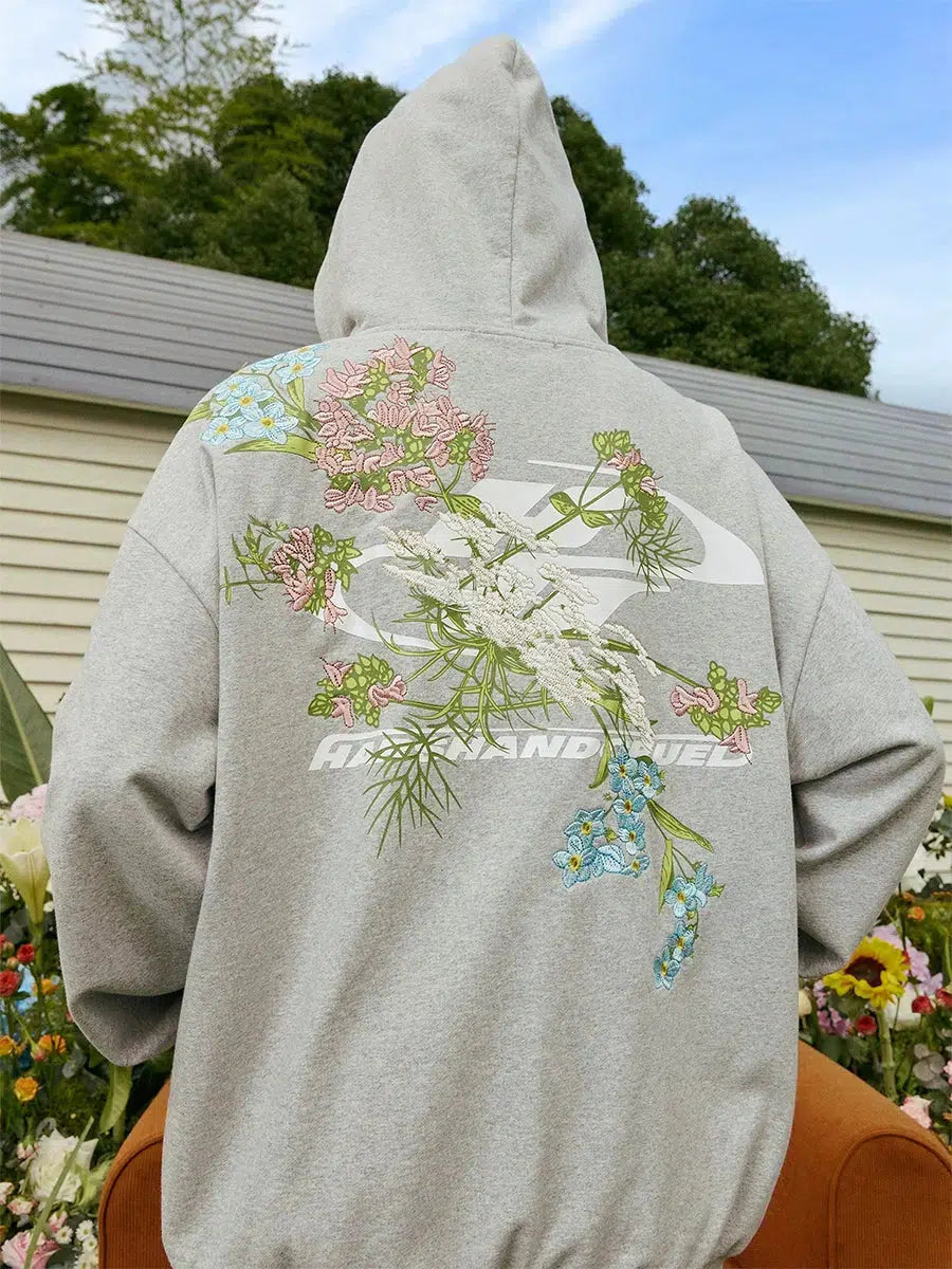 Floral Embroidery Hooded Jacket