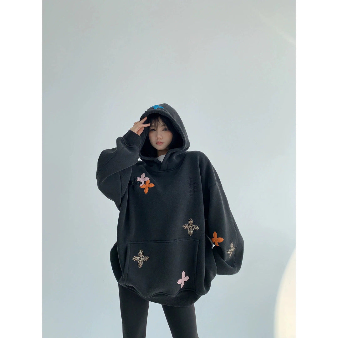 Floral Embroidery Oversized Hoodie