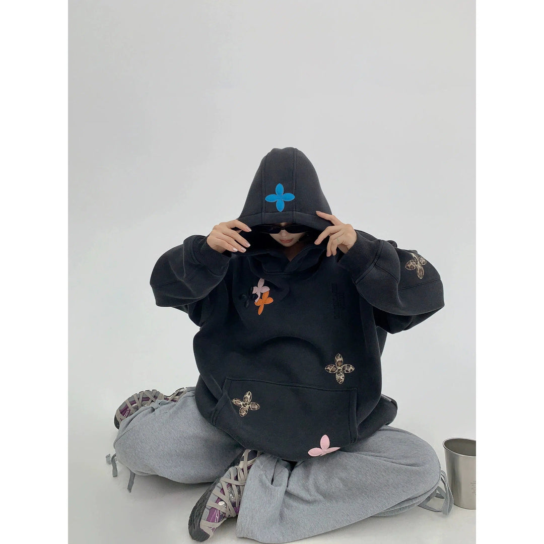 Floral Embroidery Oversized Hoodie