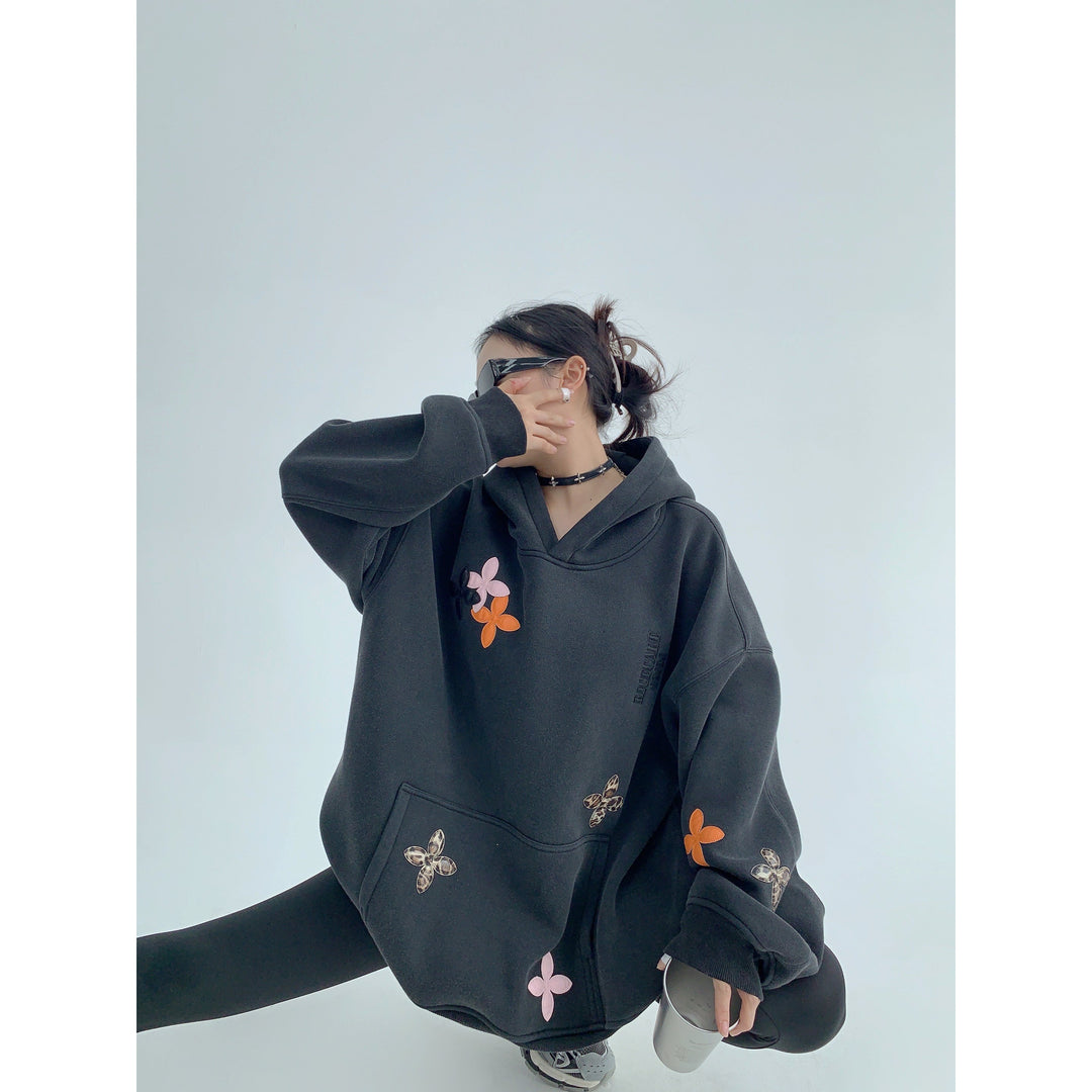 Floral Embroidery Oversized Hoodie