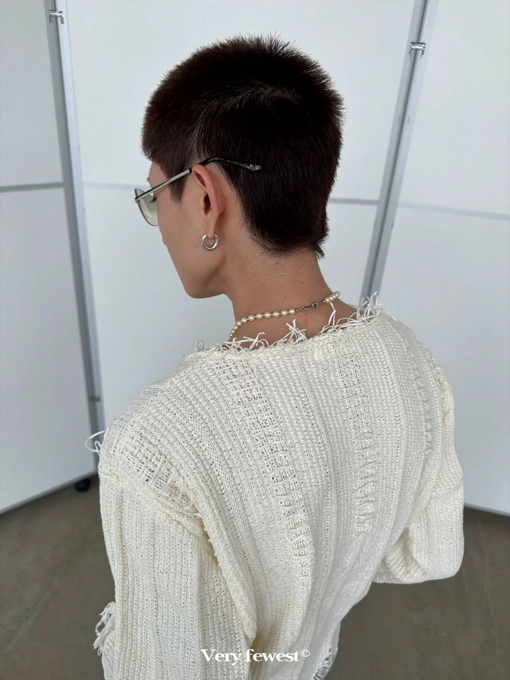 Frayed Edge Tassel Knit Sweater