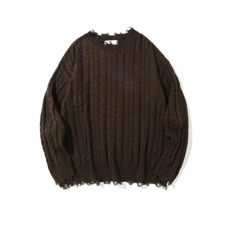 Fringe Hem Cable Knit Sweater