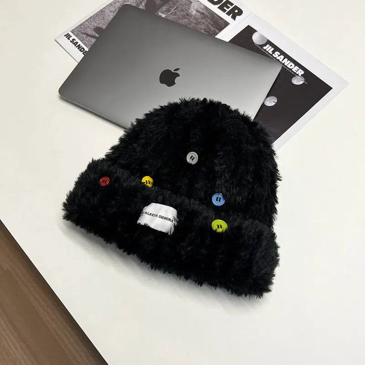 Furry Embroidered Wool Hat