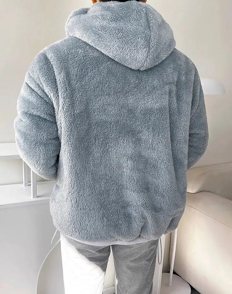 Furry Hooded Sweatshirt Jacket The Korean Fashion