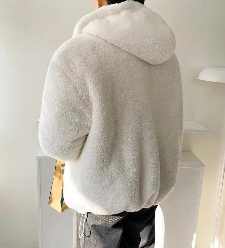 Furry Hooded Sweatshirt Jacket