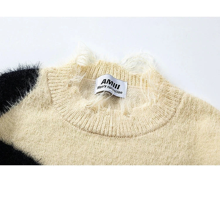 Fuzzy Cat Pattern Knit Sweater