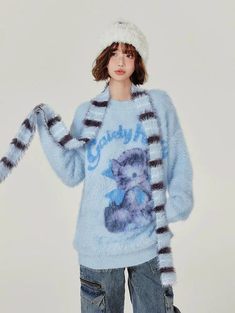 Fuzzy Kitten Graphic Sweatshirt