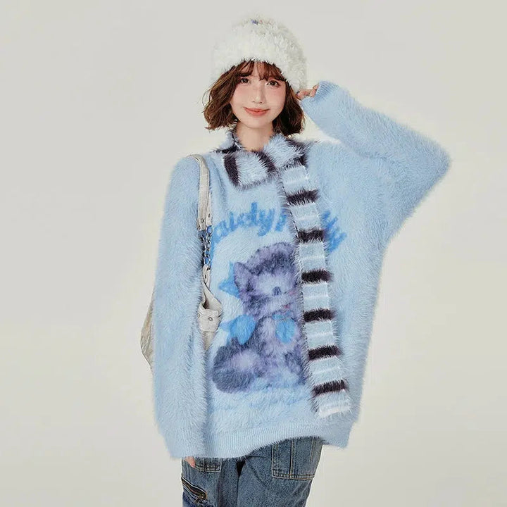 Fuzzy Kitten Graphic Sweatshirt