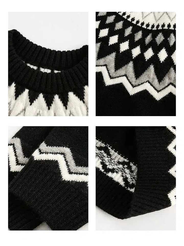 Geometric Pattern Knit Sweater