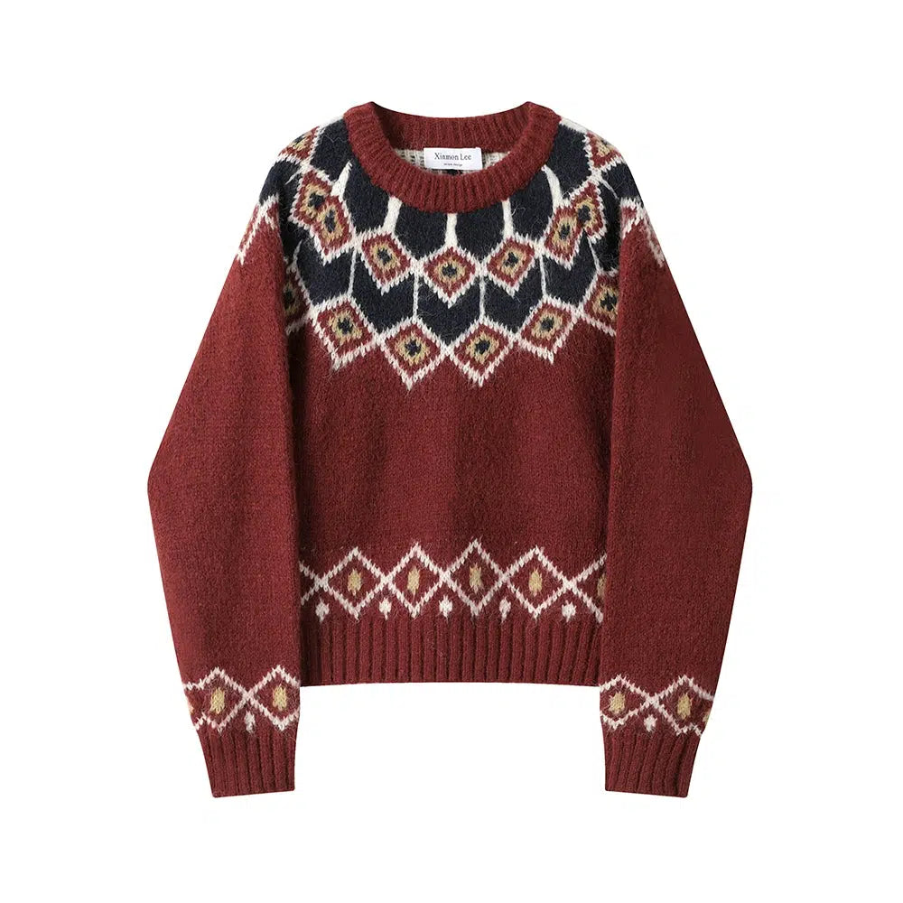 Geometric Pattern Knit Sweatshirt