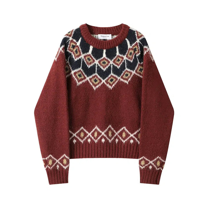 Geometric Pattern Knit Sweatshirt