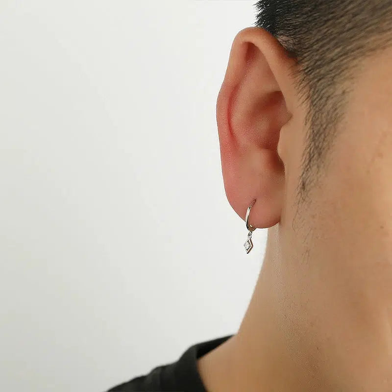 Geometric Pendant Hoop Earrings