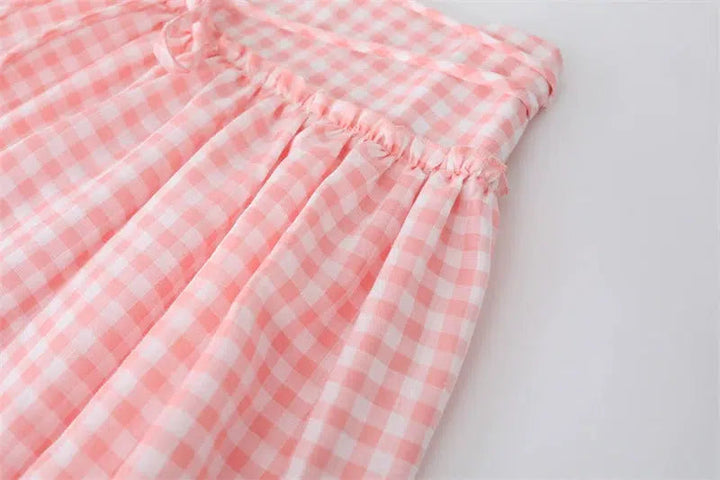 Gingham Patterned Tiered Midi Skirt