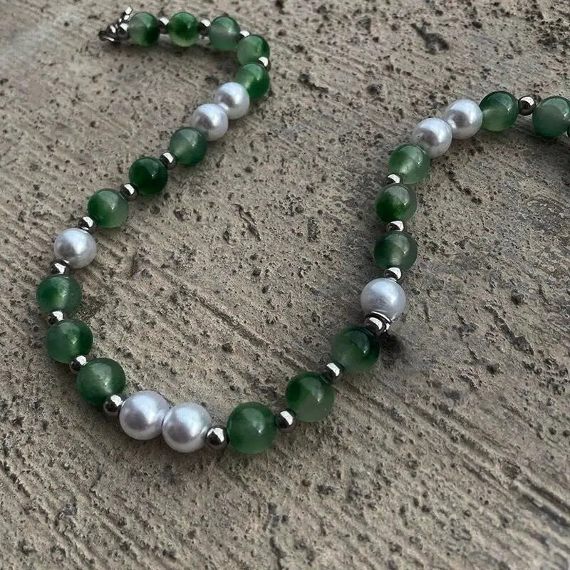 Glass and Pearl Beaded Necklace