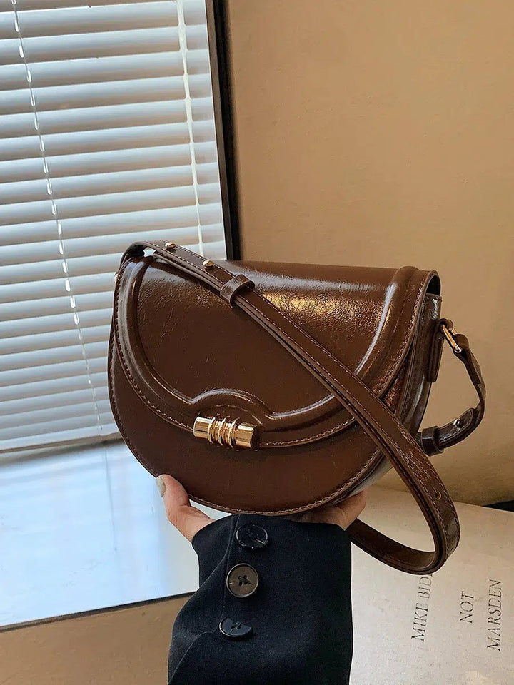 Gold Accent Leather Crossbody Bag