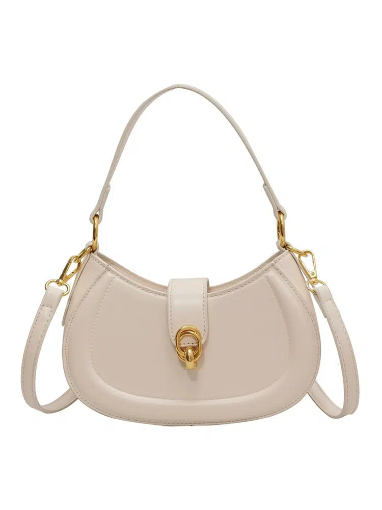 Gold Clasp Leather Handbag