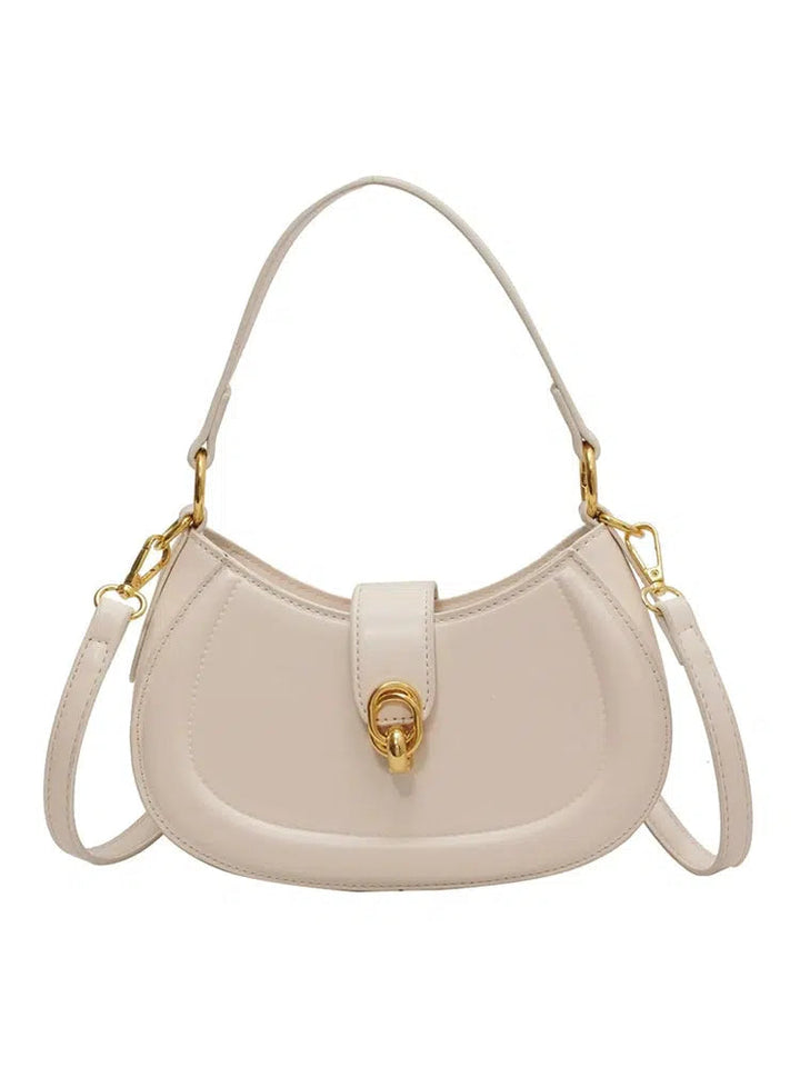 Gold Clasp Leather Handbag