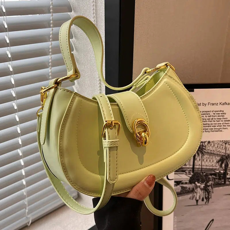 Gold Clasp Leather Handbag