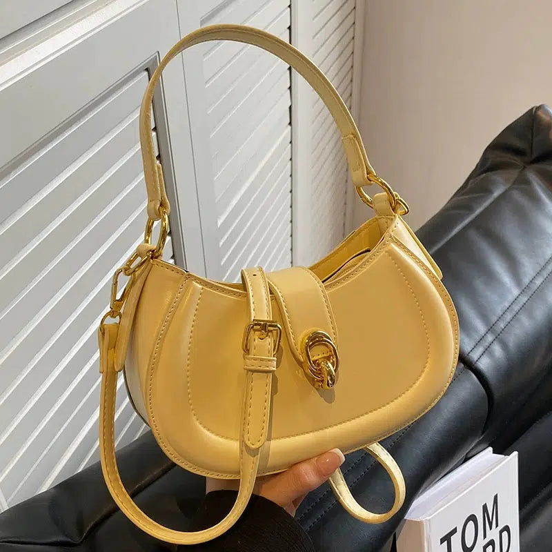 Gold Clasp Leather Handbag