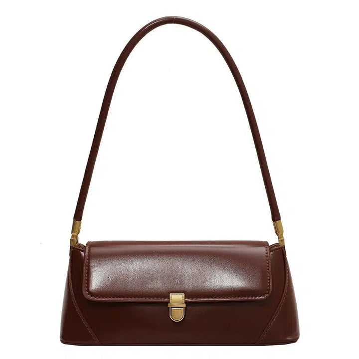 Gold Clasp Leather Shoulder Bag