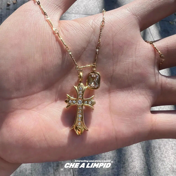 Golden Cross Pendant Necklace