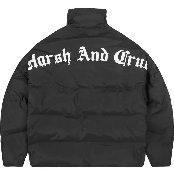 Gothic Alphabet Print Cotton Padded Jacket