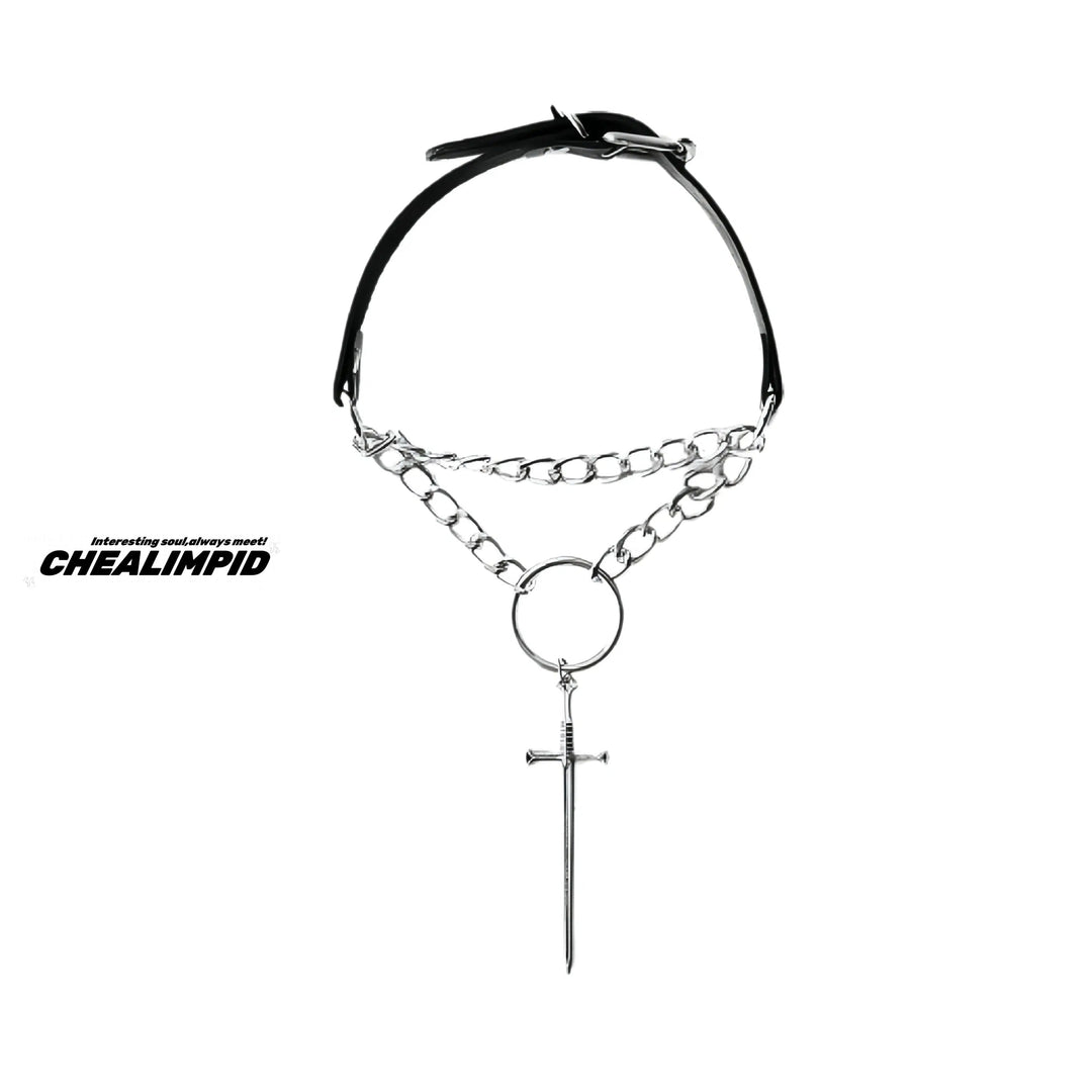 Gothic Sword Pendant Chain Choker