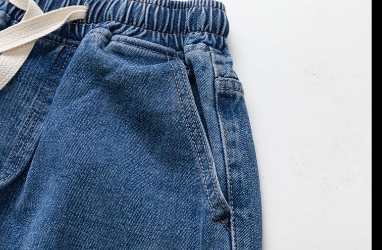 Gradient Elastic Waist Drawstring Jeans