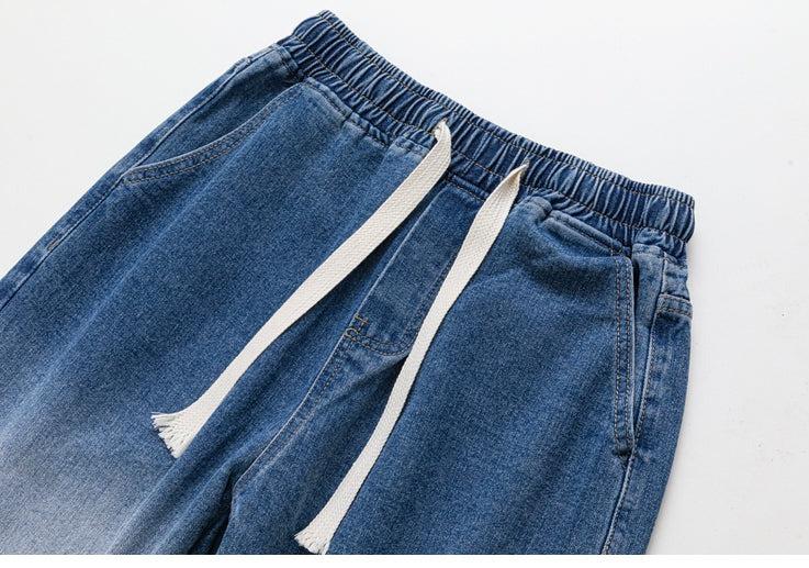 Gradient Elastic Waist Drawstring Jeans