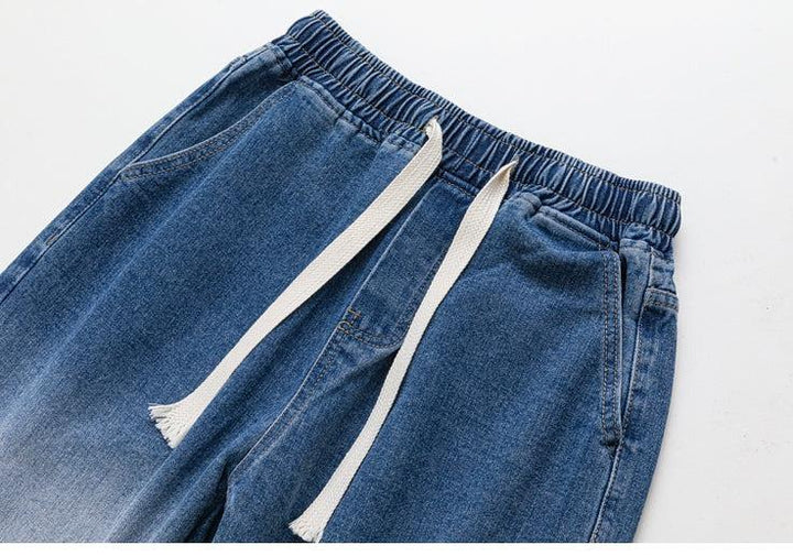 Gradient Elastic Waist Drawstring Jeans