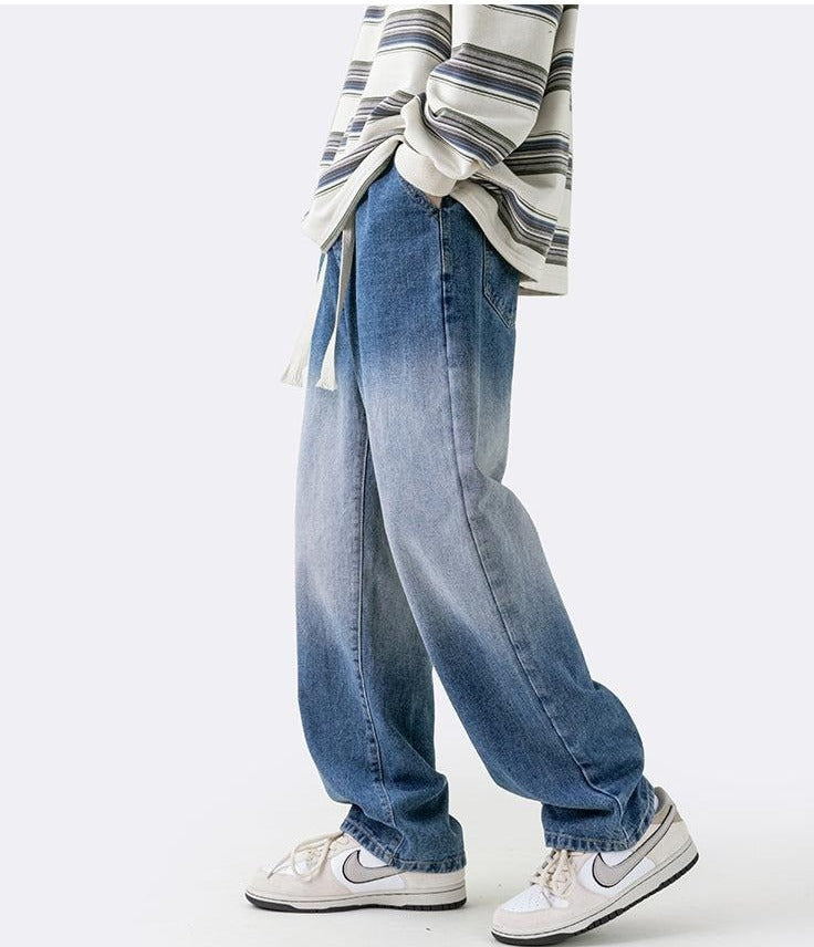 Gradient Elastic Waist Drawstring Jeans