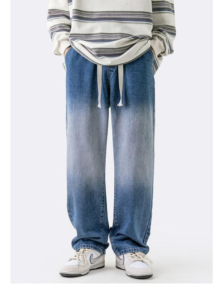 Gradient Elastic Waist Drawstring Jeans