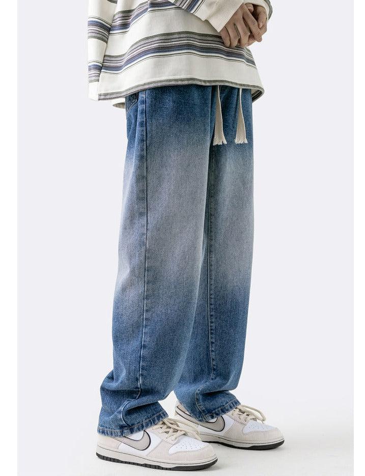 Gradient Elastic Waist Drawstring Jeans